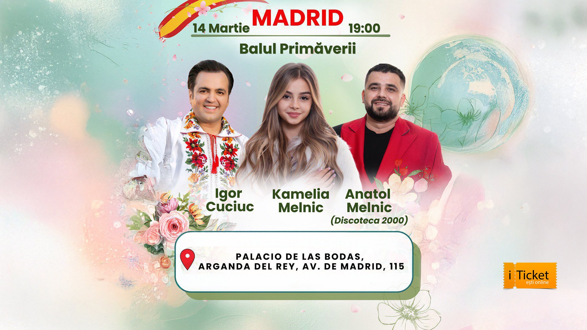 Madrid 14 martie - Balul primăverii cu Igor Cuciuc, Anatol Melnic Disco 2000, Kamelia Melnic, Dj Fiesta